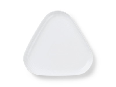 Royal Copenhagen Hvid Riflet trekantet serveringsfad, 23 cm