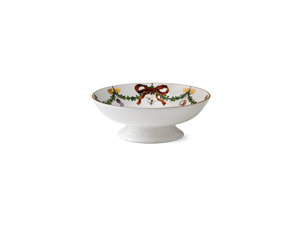 Royal Copenhagen Stjerne Riflet jul, skål på fod 18 cm