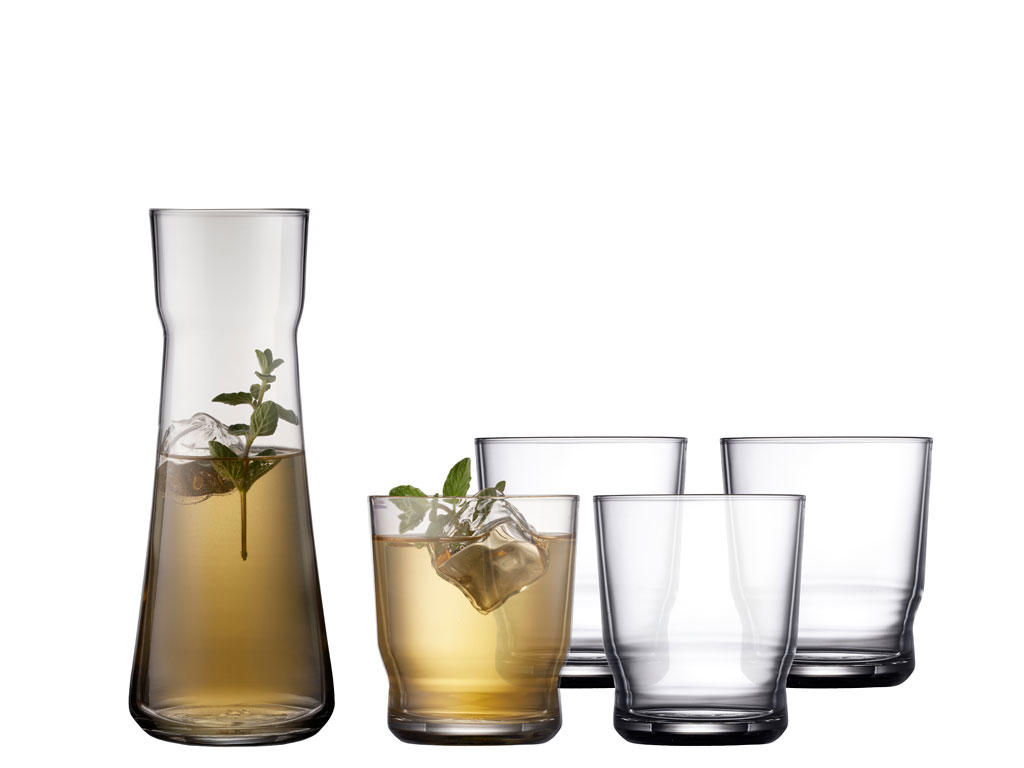 Lyngby Glas Karaffelsæt 5 dele, 1 stk karaffel 1 L og 4 stk vandglas 35 cl, Lissabon