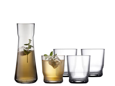 Lyngby Glas Karaffelsæt 5 dele, 1 stk karaffel 1 L og 4 stk vandglas 35 cl, Lissabon
