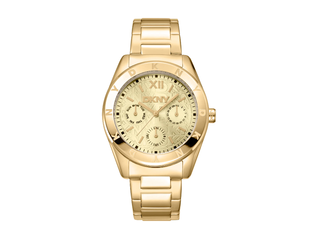 DKNY Chambers Multi Sport Dameur i rustfrit stål med guld PVD og guldfarvet urskive - Ø 36 mm