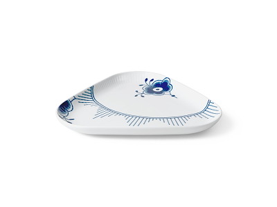 Royal Copenhagen Blå Mega Riflet trekantet serverinsfad - 23 cm