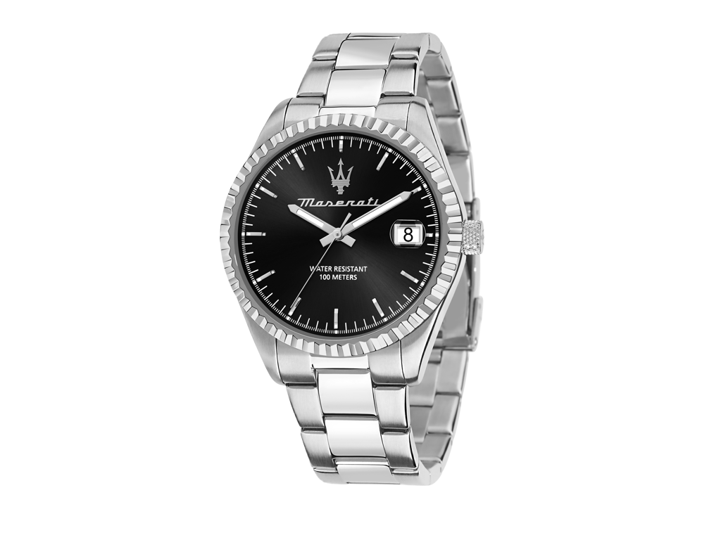 Maserati herreur Competizione, 44 mm. Stål rem og sort skive.