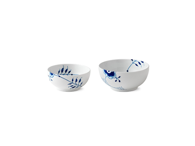 Royal Copenhagen Blå Mega Riflet skål 15 cm & 18 cm