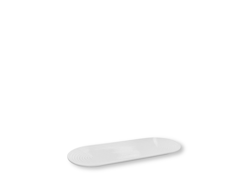 Lyngby Tura ovalt serveringsfad 48x20 cm hvid porcelæn