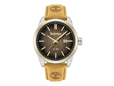 Timberland Henniker II Herreur med gylden læderrem og urskive - Ø 44 mm