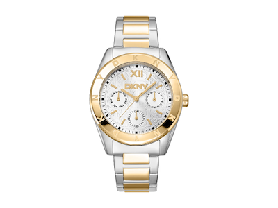 DKNY Chambers Multi Sport Dameur i rustfrit stål med guld PVD og sølvfarvet urskive - Ø 36 mm
