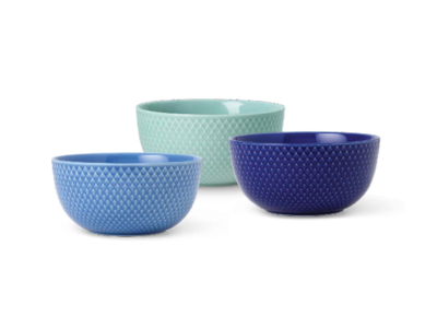 Rhombe Color Skålesæt Ø13 cm blå, mørk blå og aqua