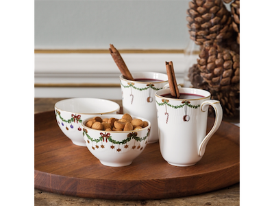Royal Copenhagen Stjerne Riflet jul, krus 2 pak 36 cl & konfekt skål 30 cl 2 pak