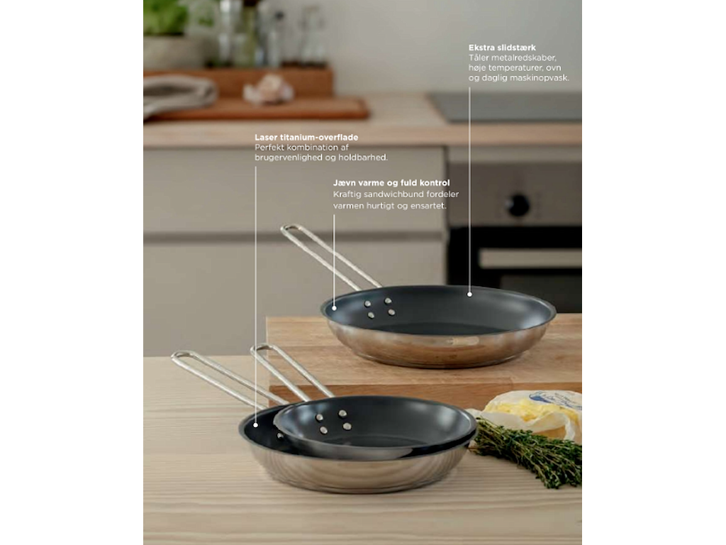 Eva Trio rustifrit stål stegepandesæt Ø 20 + 28 cm - Slip-Let Laser Titanium