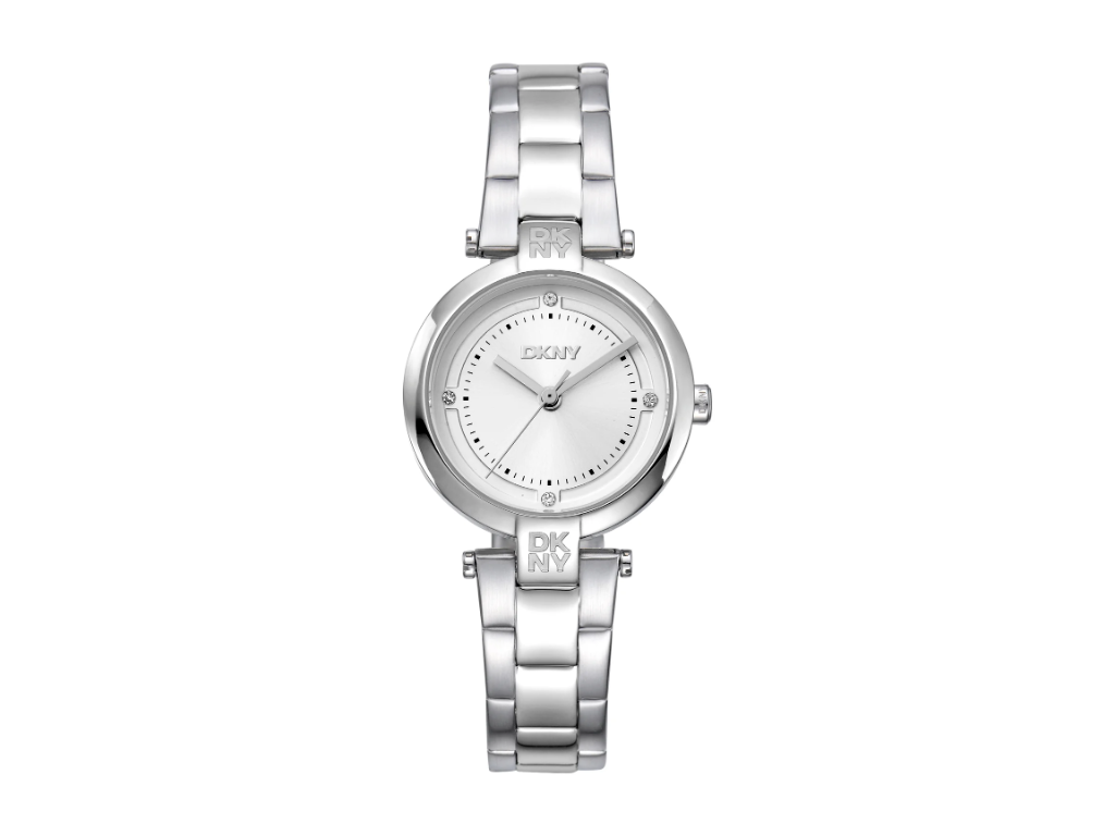 DKNY Essential Mini Dameur i rustfrit stål på lænke med sølv urskive - Ø 28 mm