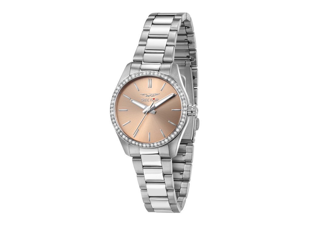 Sector dameur 270 med krystaller på urkasse, 30 mm. Rosa urskive
