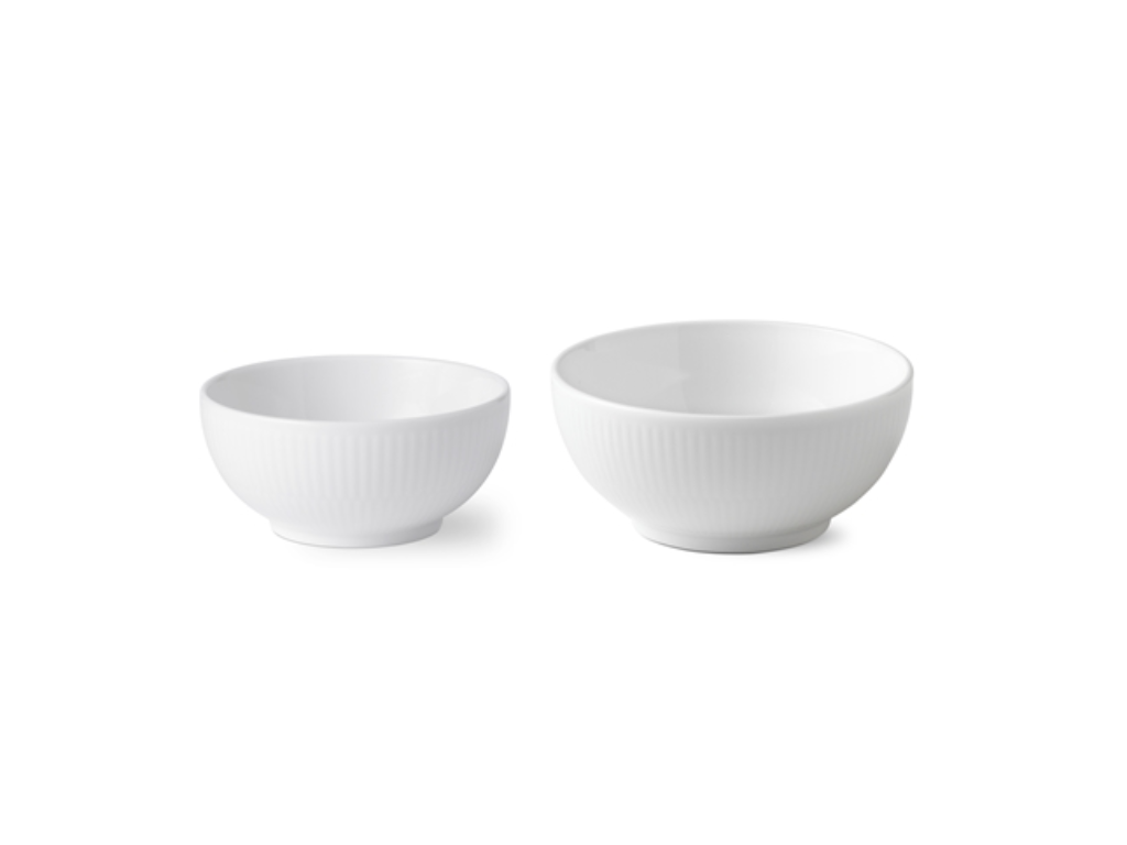 Royal Copenhagen Hvid Riflet - skål 10,5 cm & 13 cm