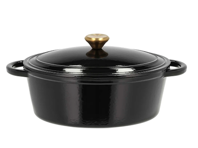 Pillivuyt Gourmet Garonne støbejernsgryde oval 4 liter, sort