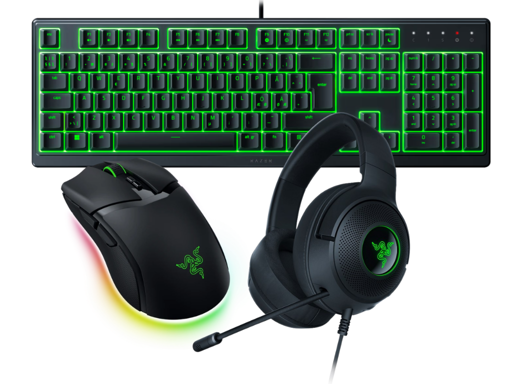 Razer Cobra mus & Ornata V1113 X Keyboard & Kraken X Lite Headsæt