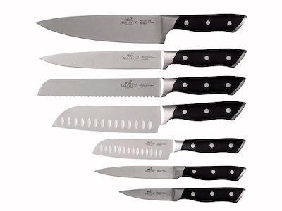 Lion Sabatier Hercules knivsæt 7 dele, urte-, multi-, mini santoku-, santoku-, brød- og kokkekniv
