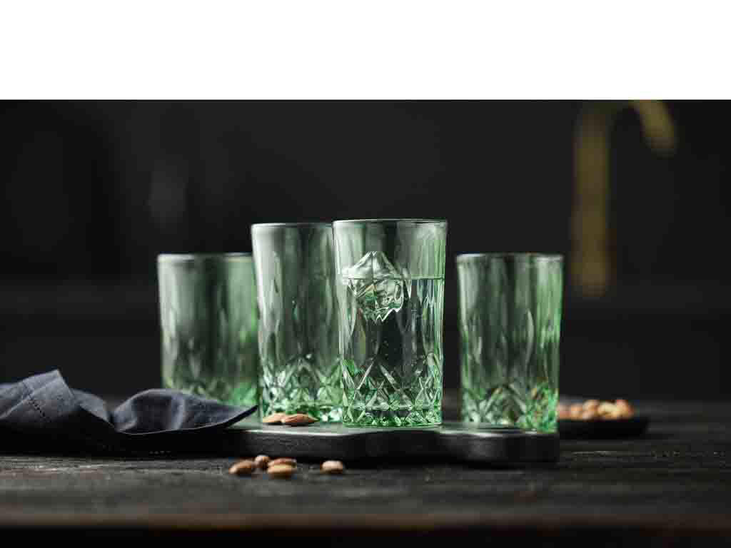 Lyngby Glas Highball 38 cl 4 stk i grøn, Sorrento
