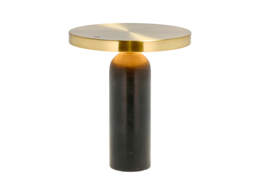 Villa Collection Bordlampe 22,5 x 25 cm m. messing skærm og fod i sort marmor, Vilja