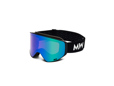 Skibrille Black Green Mirrored