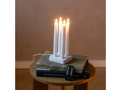 Uyuni Light Starter Pack. 6 stk. LED-lys, lysestager, batterier og fjernbetjening - Hvid