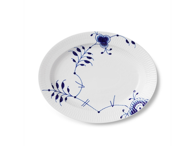 Royal Copenhagen Blå Mega Riflet fad, 30,5 cm