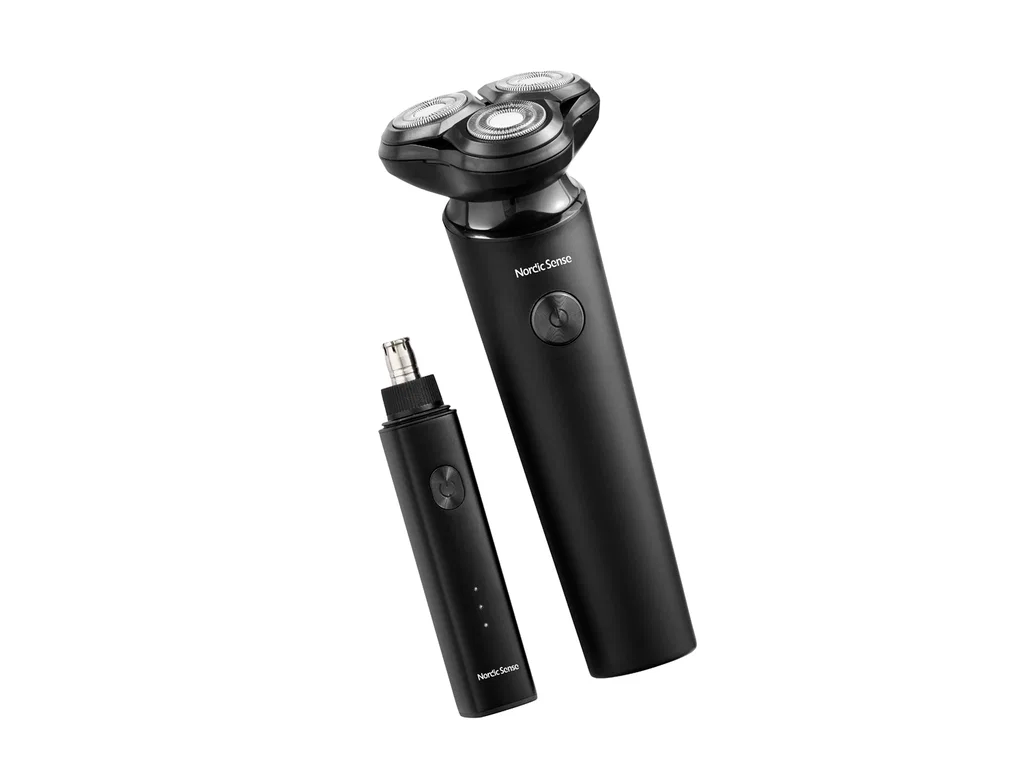 Nordic Sense shaver m. 2 ekstra shaver heads og næsetrimmer, sort