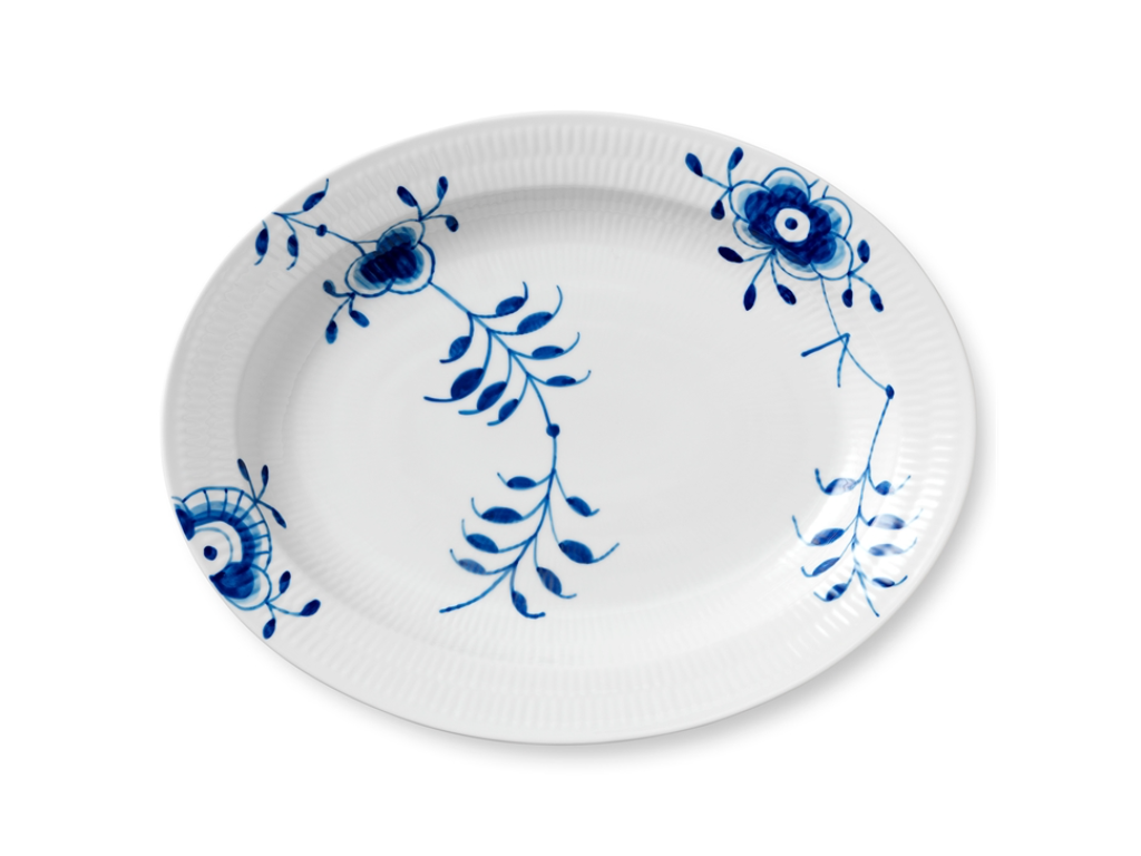 Royal Copenhagen Blå Mega Riflet fad, 36,5 cm