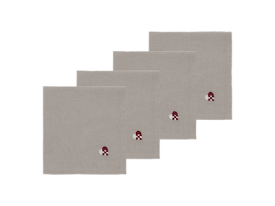 Södahl Stofservietter 4 stk i dark red, Christmas Hearts Embroidery
