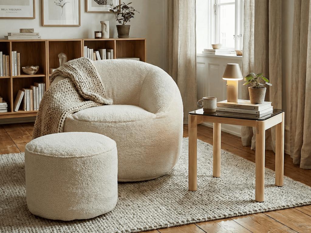 SACKit Nest Chair samt Nest Pouf - Indoor - Beige