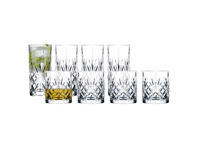 Lyngby Glas Glassæt 8 dele m. 4 stk whisky og 4 stk. highball, Melodia