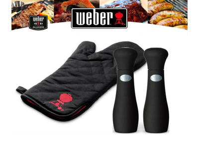 Weber Premium salt-og peberkværn og Weber grillhandske
