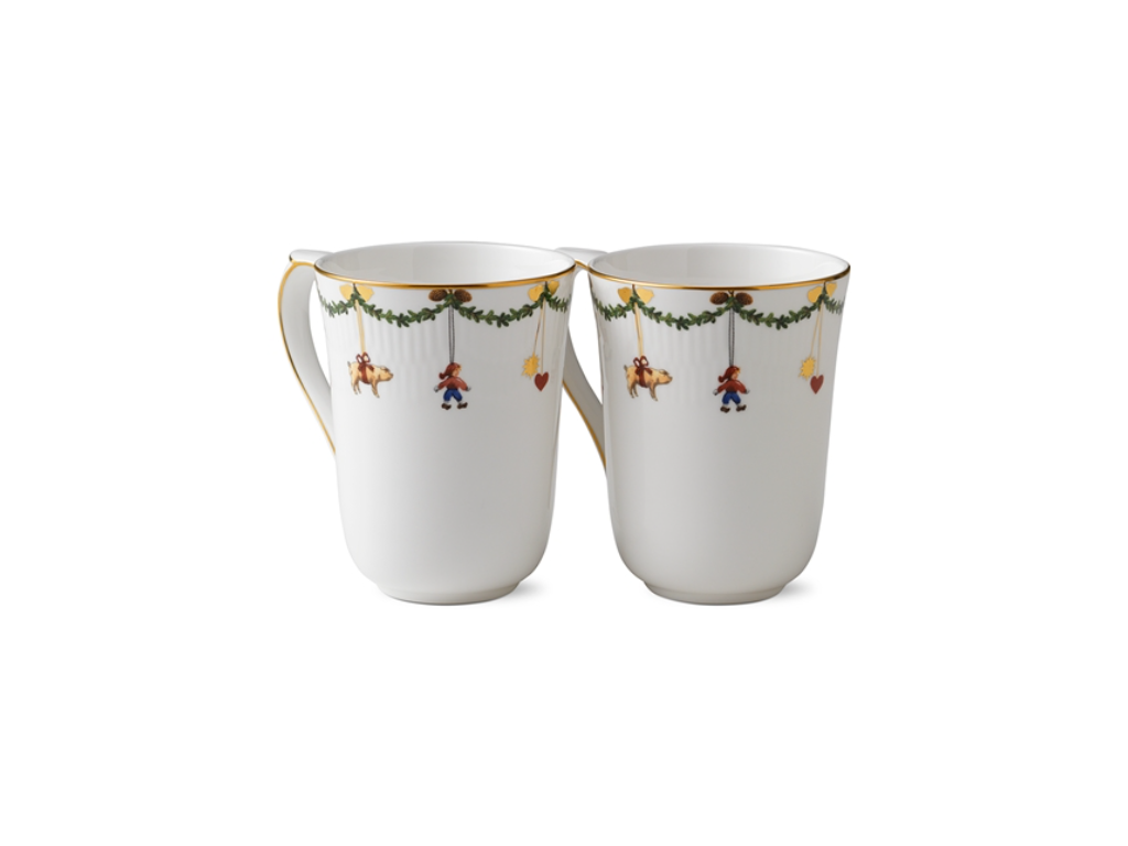 Royal Copenhagen Stjerne Riflet jul, krus 2 pak 36 cl