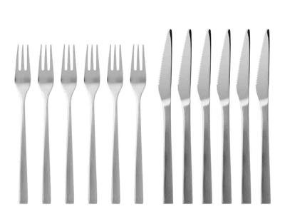 Gense Steakbestik/grillbestik 12 dele i mat/blank stål, Fuga 