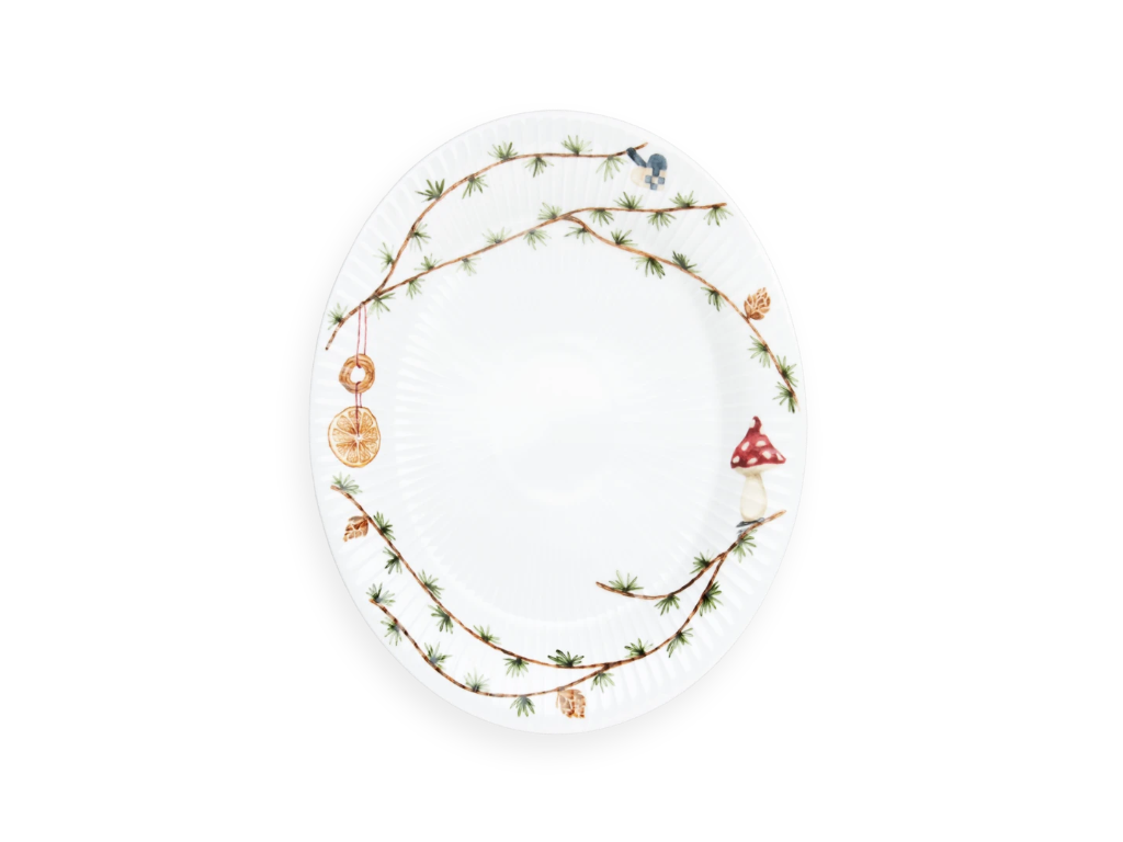 Hammershøi Christmas Ovalt bordfad 28,5x22,5 cm hvid m. deko