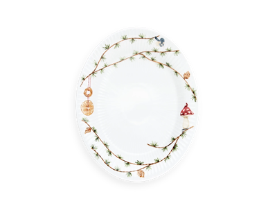 Hammershøi Christmas Ovalt bordfad 28,5x22,5 cm hvid m. deko