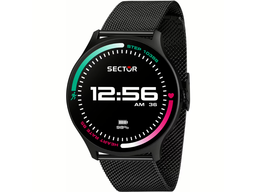 Sector Smartwatch S-06 - Sort med mesh stållænke
