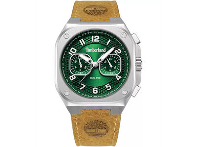 Timberland Mackinac multifunktion Herreur i rustfrit stål med grøn multi-lags urskive og tanfarvet urrem - Ø 41 mm