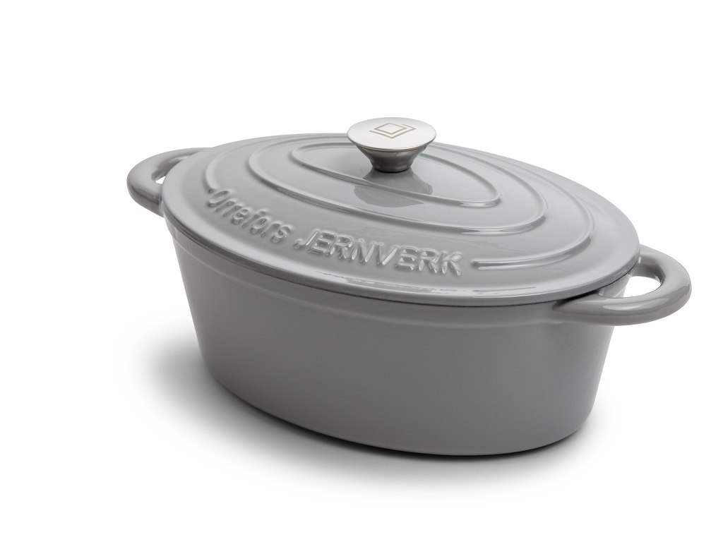 Orrefors Støbejerns Gryde 4 L - 36x22x17 cm - Lysegrå