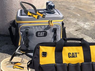 CAT Værktøjstaske 18", 13-i-1 Multi-tool. Tango foldekniv 17,5 cm, Køletaske 22,5 L & LED-nakkelygte