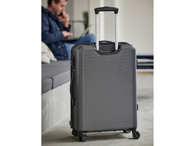 Xplore It Kuffert ABS 47 x 25 x 67,5 cm i grå/mørkegrøn med TSA lås, expanderbar lynlås og 4 stk 360 graders dobbelthjul