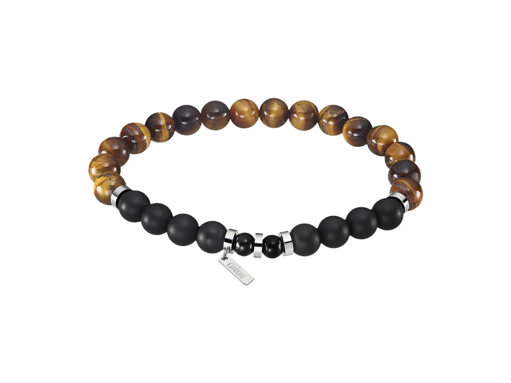 LOTUS Style herre armbånd med sorte og grå perler