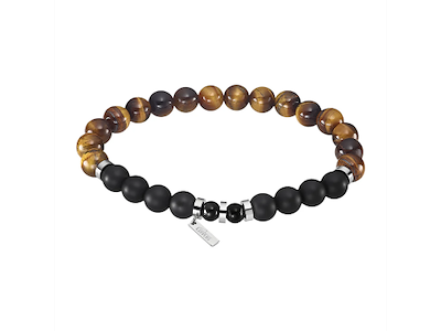 LOTUS Style herre armbånd med sorte og grå perler