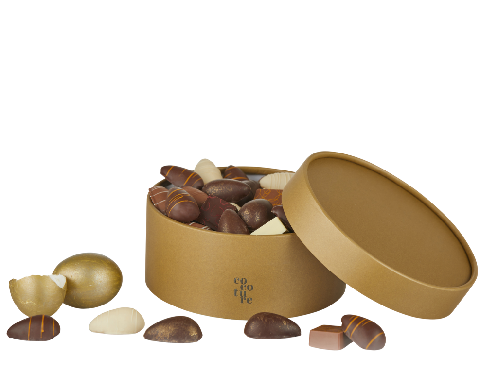 Cocoture hatteæske | Marcipanæg & fyldte chokolader 480g.