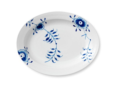 Royal Copenhagen Blå Mega Riflet fad, 36,5 cm