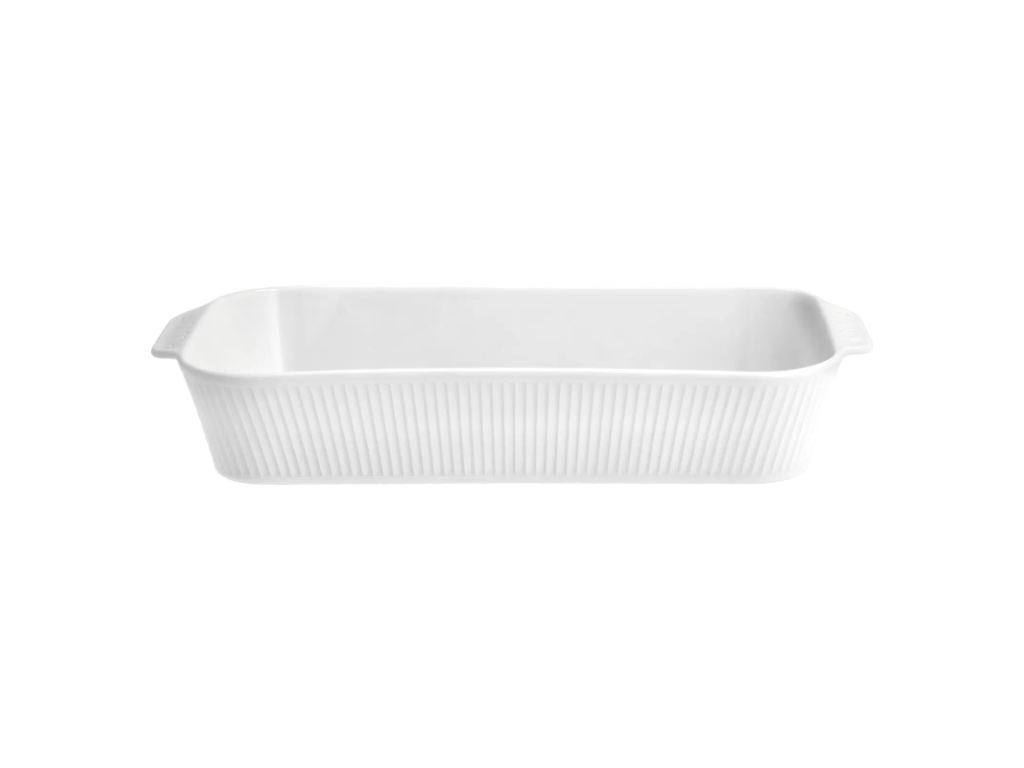 Pillivuyt Ovnfad 35 x 19 x 6 cm i hvid porcelæn, Plissé