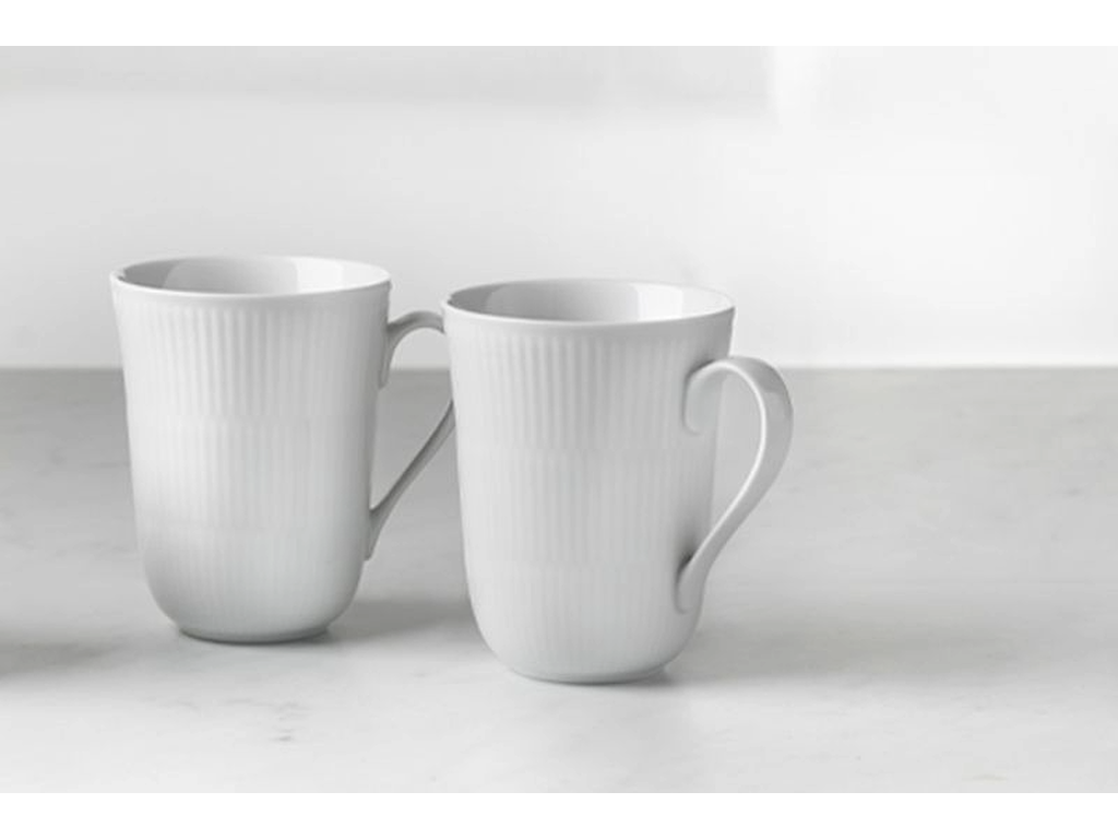 Royal Copenhagen Hvid Riflet krus 36 cl - 2 pak