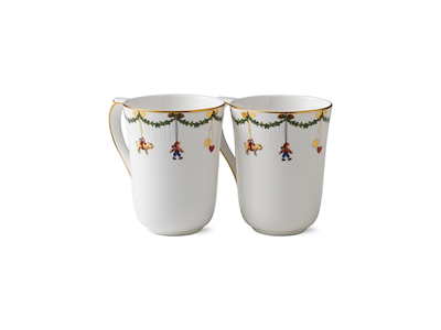 Royal Copenhagen Stjerne Riflet jul, krus 2 pak 36 cl & konfekt skål 30 cl 2 pak