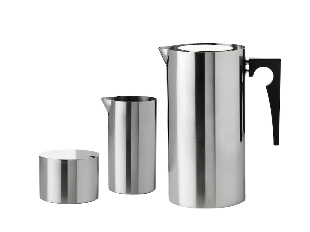 Stelton - Arne Jacobsen Flødekande 0,15 l og sukkerskål 0,2 l samt Stempelkande 1 l