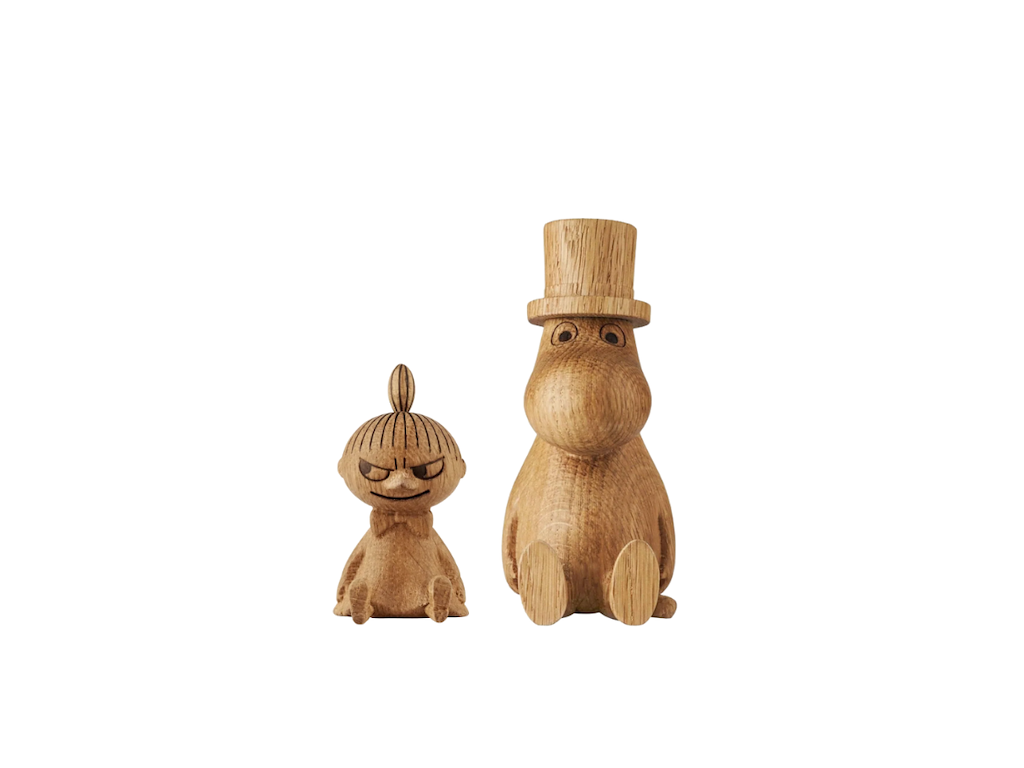 Moomin - Moominpappa H 10 cm samt Little My H 6 cm, Oak