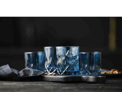Lyngby Glas Whiskyglas 32 cl 4 stk i blå, Sorrento